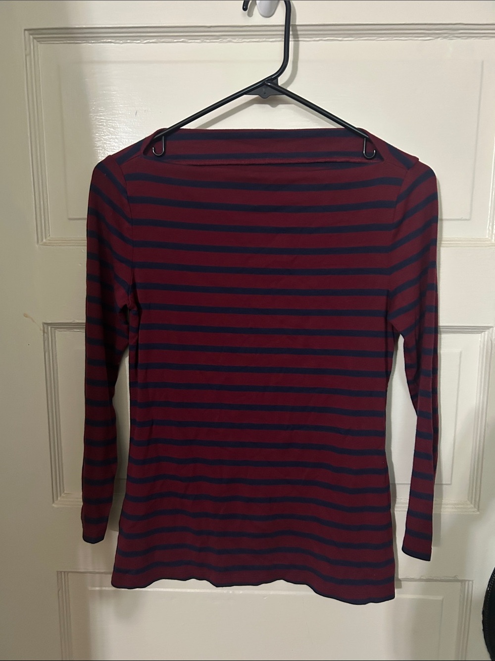 Old Navy Burgundy and Navy Striped Long Sleeve Top